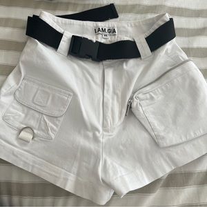 I.AM.GIA Cargo Shorts size XS Women's Harper Utility With Belt white high Rise